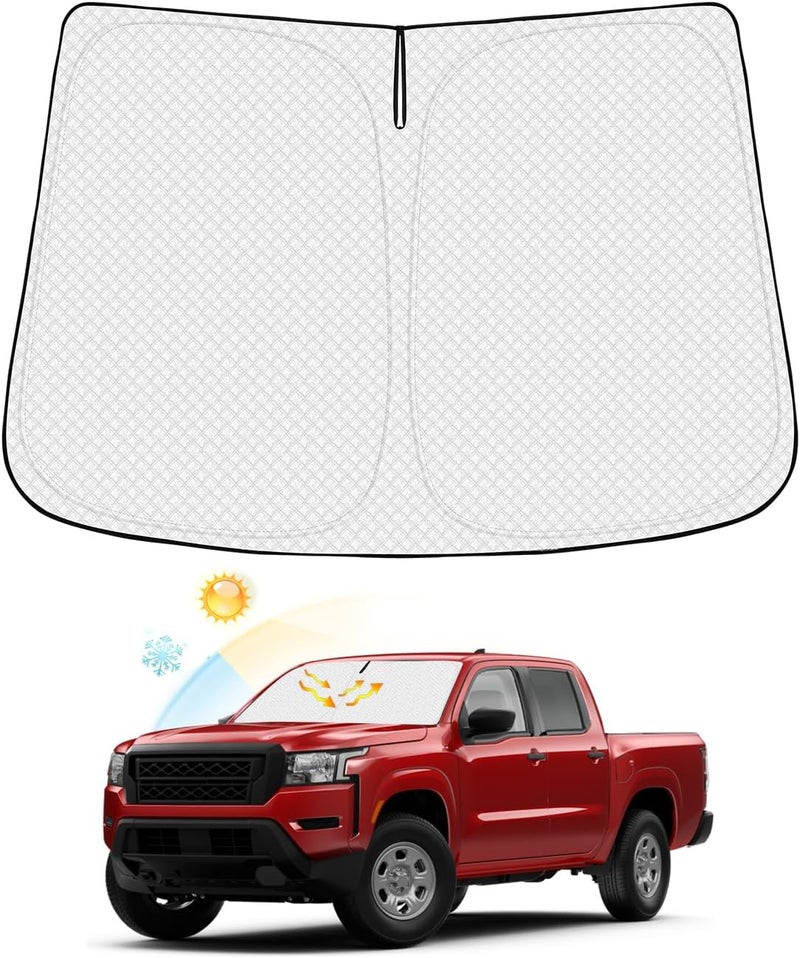 Canvcle Windshield Sun Shade for 2022-2025 2026 Nissan Frontier Accessories Thicken 6-Layer Front Window Sunshade Cover Sun Visor Protector Foldable Block UV Rays Keep Vehicle Cool Multi-price design picks - Image 1