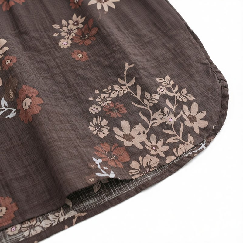 Vintage A-Line Midi Dress Plus Size Floral Print Loose Fit - Image 4