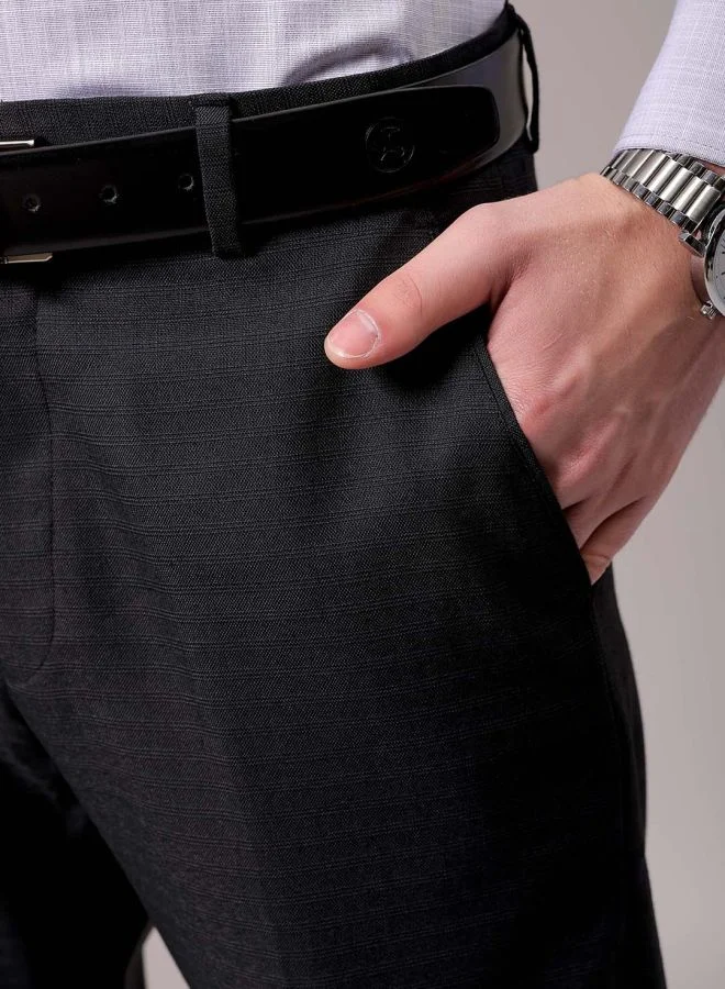 The Indian Garage Co Men Slim Fit Solid Mid-Rise Stretchable Knitted Formal Trousers