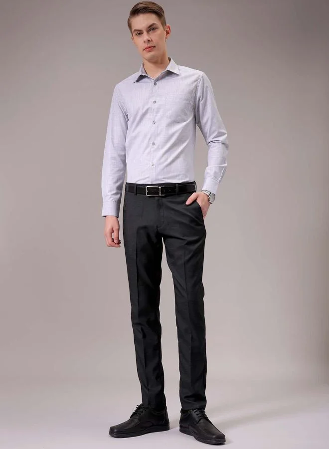 The Indian Garage Co Men Slim Fit Solid Mid-Rise Stretchable Knitted Formal Trousers