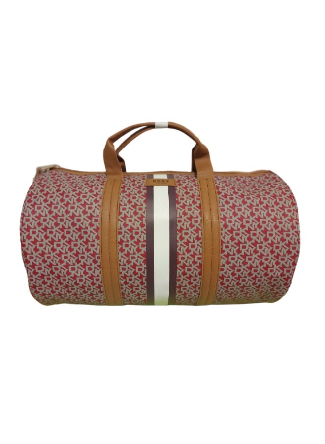 DKNY Signature Stripe ECHO softside Duffle Bag for Unisex | Ultra Lightweight | Color Red/Stone - Image 1