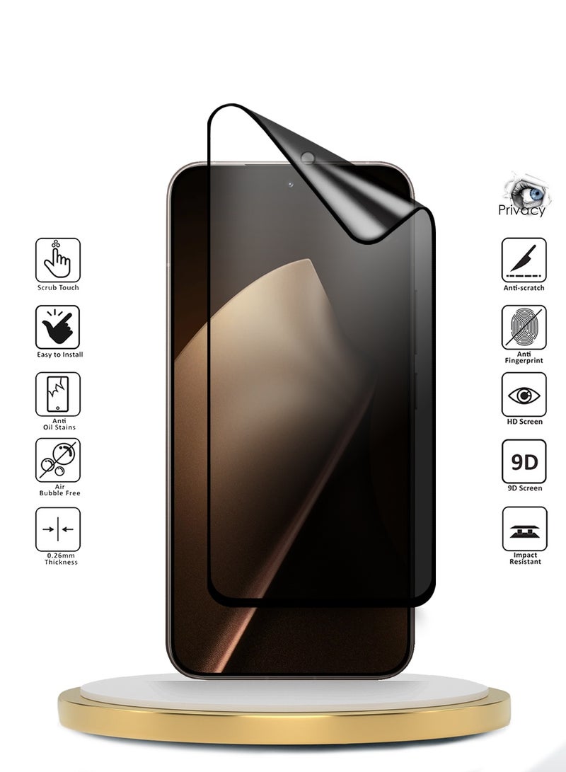 Wtech Xiaomi 15T Pro 5G 2025 Premium Nano Ceramic Privacy Full Glue Full Cover Matte Flexible Screen Protector (MSCNMP) - Clear/Black - Image 2