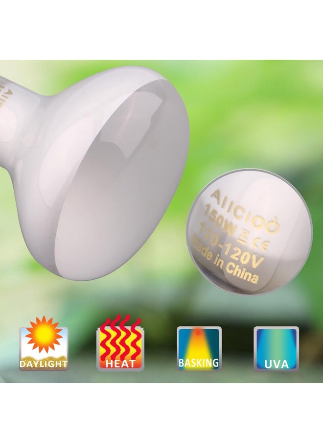 Aiicioo - Reptile Basking Light Bulb  150 Watt Heat Light Bulb 4 Pack For Reptile Heat Lamp Bulb For Bearded Dragon Lizard Turtle Tortoise Daylight Basking - Image 1