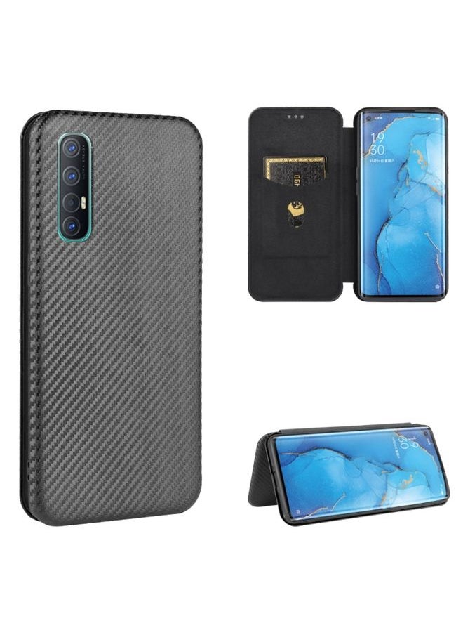 HuHa Case Cover For OPPO Reno3 Pro 5G / Find X2 Neo Carbon Fiber Texture Horizontal Flip TPU + PC + PU Leather Case with Card Slot Black 