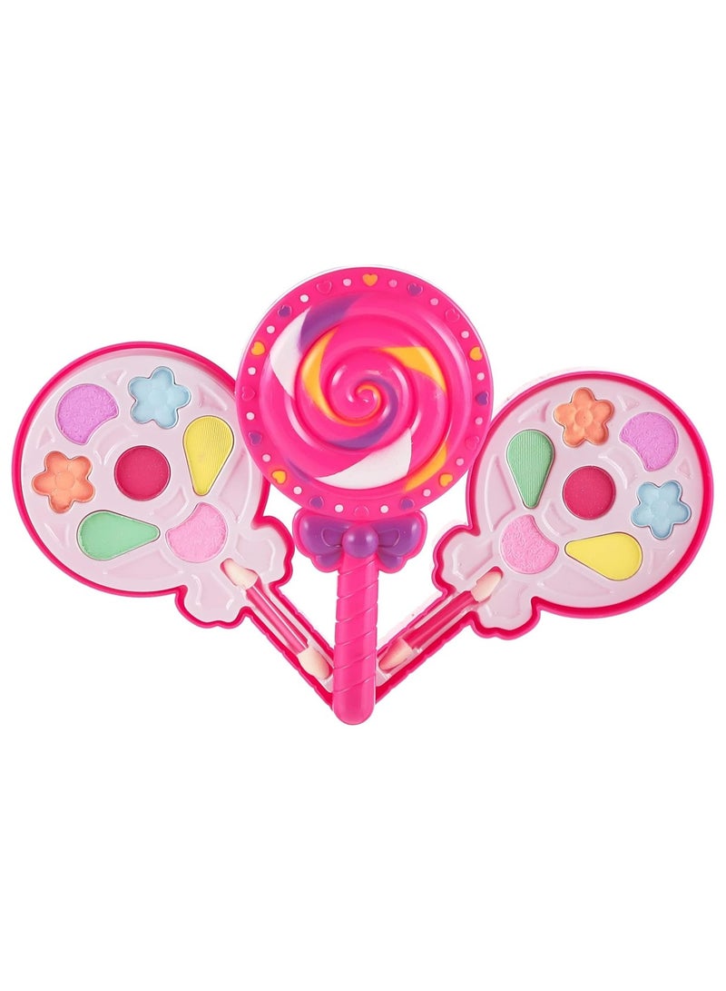 طقم مكياج للبنات – لعبة تجميل مع مهر، لوحة مكياج على شكل لولي بوب وفرشة شعر – لعب تمثيلي للفتيات من سن 3+ - Image 1