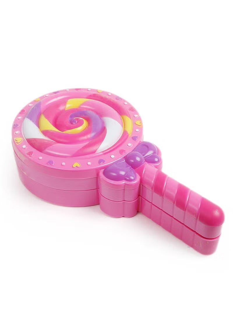 طقم مكياج للبنات – لعبة تجميل مع مهر، لوحة مكياج على شكل لولي بوب وفرشة شعر – لعب تمثيلي للفتيات من سن 3+ - Image 3