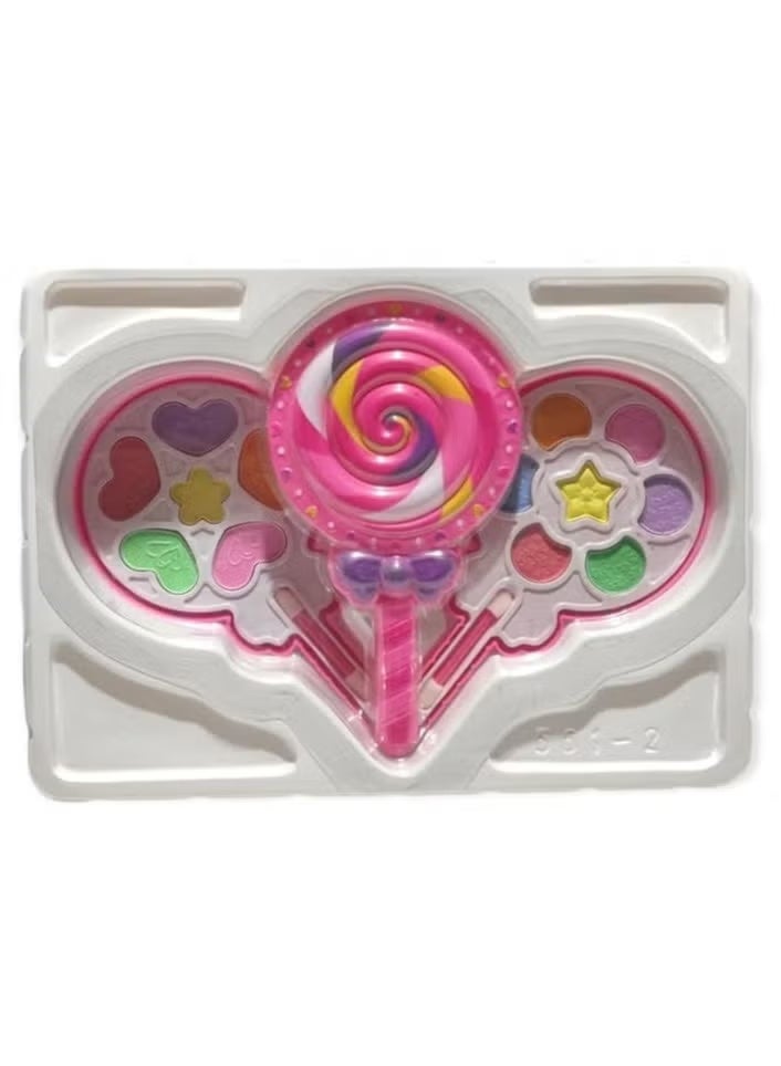 طقم مكياج للبنات – لعبة تجميل مع مهر، لوحة مكياج على شكل لولي بوب وفرشة شعر – لعب تمثيلي للفتيات من سن 3+ - Image 4