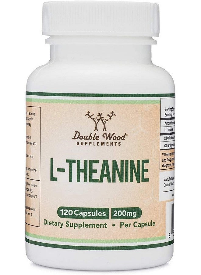 Double Wood Supplements Ltheanine 200 ملغ 120 كبسولة دعم الاسترخاء والنوم خالي من الصويا خالي من الغلوتين غير معدل وراثيًا مختبر من طرف ثالث ومصنع في الولايات المتحدة بواسطة Double Wood Supplements - Image 2