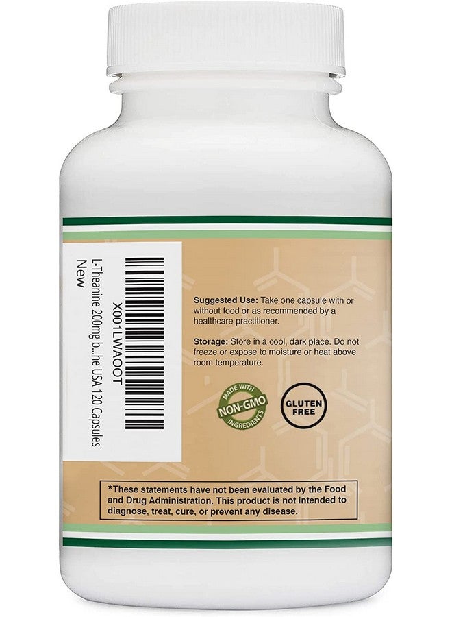 Double Wood Supplements Ltheanine 200 ملغ 120 كبسولة دعم الاسترخاء والنوم خالي من الصويا خالي من الغلوتين غير معدل وراثيًا مختبر من طرف ثالث ومصنع في الولايات المتحدة بواسطة Double Wood Supplements - Image 4