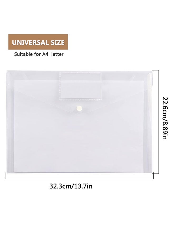 HOOTO 10 Pack Plastic Poly Filing Envelopes, Clear Document Folders , A4 Size File Envelopes with Label Pocket & Paste Button for School Home Work Office Organization - Image 2