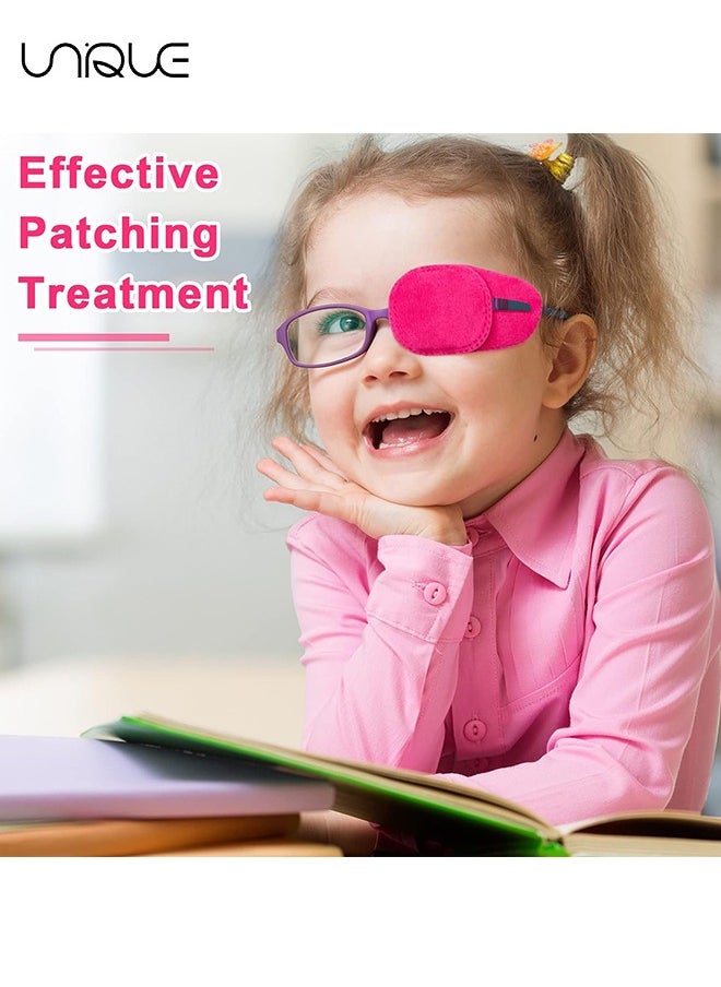 Unique - 4 Pack Blindfold, Left and Right Eye Patches, Lazy Eye Patch for Children Treating Lazy Eye Amblyopia Strabismus and After Surgery 10 x 5.3cm Full Coverage (Pink) - Image 1