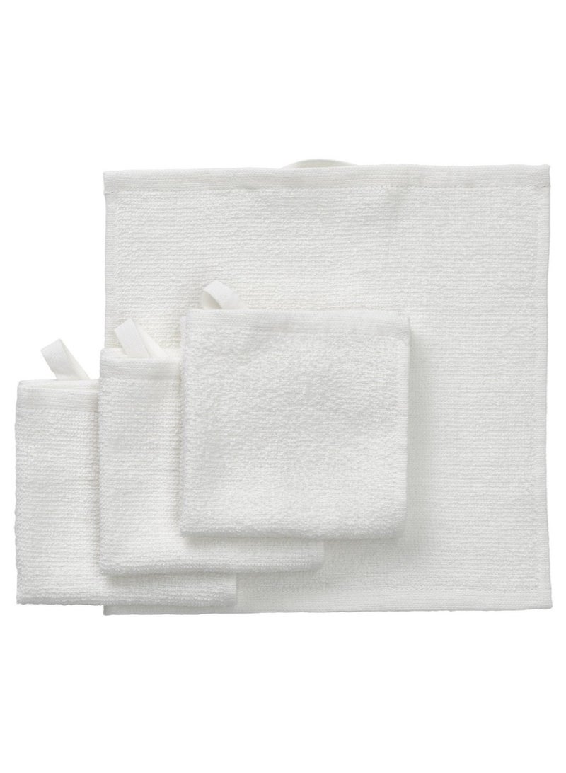 4 White Cotton Washcloth Set For Gym, Travel and Daily Use (25×25 cm)  - Image 1