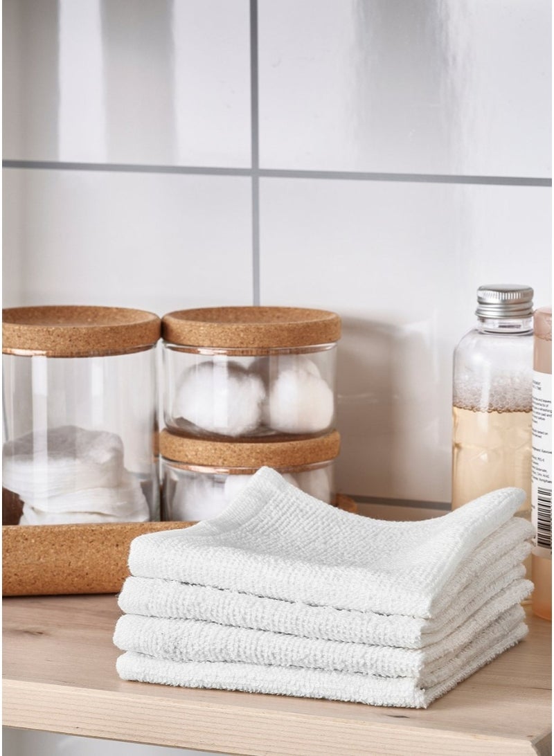 4 White Cotton Washcloth Set For Gym, Travel and Daily Use (25×25 cm)  - Image 2