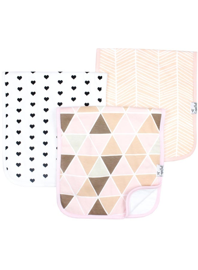 Copper Pearl Copper Pearl Premium Baby Burp Cloths - 3-Pack Large Cotton Burp Cloths, Extra Soft Spit Up Rags with 3 Absorbent Layers, Perfect for Baby Girl Gifts (21" x 10" Size, Blush Set) - Image 1