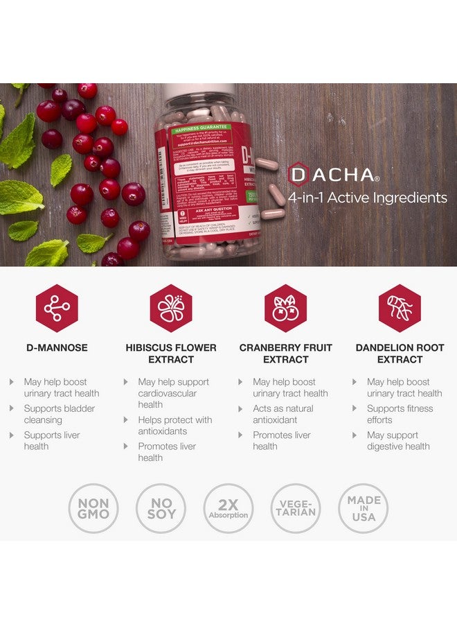 DACHA Natural Dmannose Capsules 4In1 Formula 120 Caps 1500 Mg Cranberry Dandelion Hibiscus Flower Extract Pills For Supporting Bladder And Urinary Tract Health - Image 5