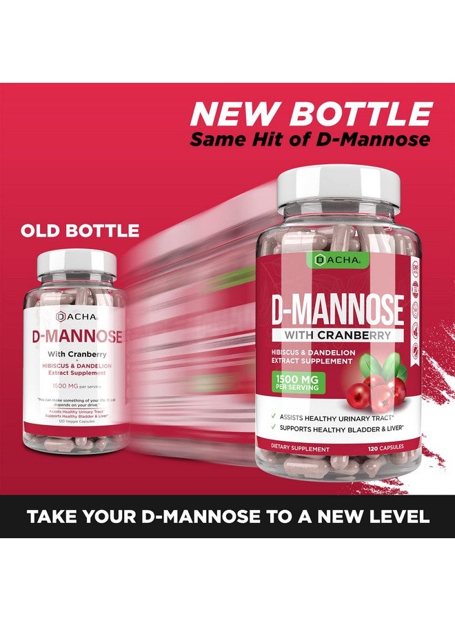 DACHA Natural Dmannose Capsules 4In1 Formula 120 Caps 1500 Mg Cranberry Dandelion Hibiscus Flower Extract Pills For Supporting Bladder And Urinary Tract Health - Image 3