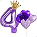 Florisland 40 inch Large Purple Number 4 Crown Balloon for Princess Jasmine Decorations Foil Mylar Jasmine Birthday Balloons for Girls Purple Theme Birthday Party Decorations Supplies - Image 2