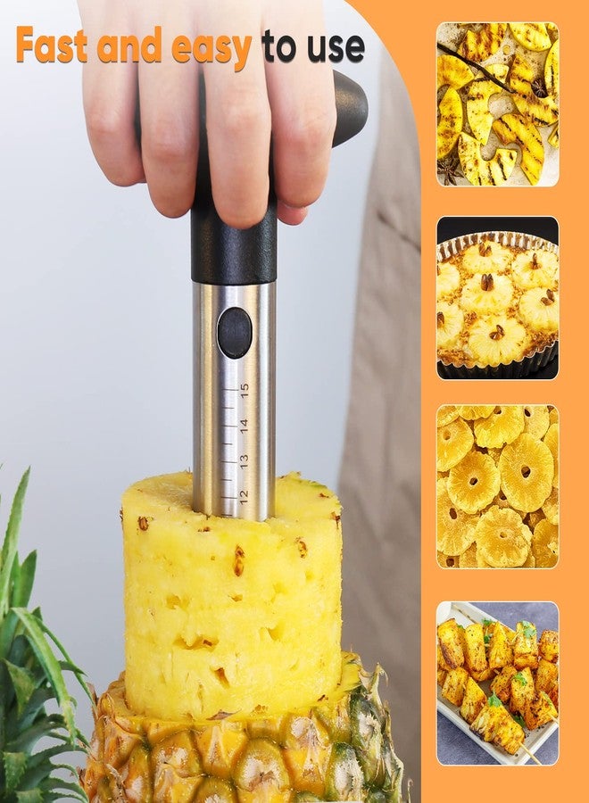 OOKUU Pineapple Corer Cutter, Stainless Steel Fruit Pineapple Peeler Slicer [Upgraded, Reinforced, Thicker Blade], Pineapple Core Remover with Measure Mark, Kitchen Tool for Diced Pineapple Rings - Image 3
