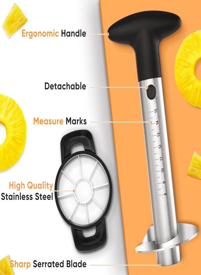 OOKUU Pineapple Corer Cutter, Stainless Steel Fruit Pineapple Peeler Slicer [Upgraded, Reinforced, Thicker Blade], Pineapple Core Remover with Measure Mark, Kitchen Tool for Diced Pineapple Rings - Image 2