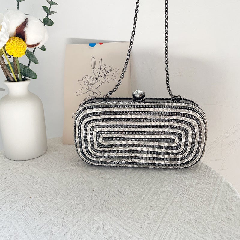 Sale Ins Color Contrast Rhinestone Small Square Bag Evening Bag Celebrity Party Bag Evening Dress Clutch - Image 2