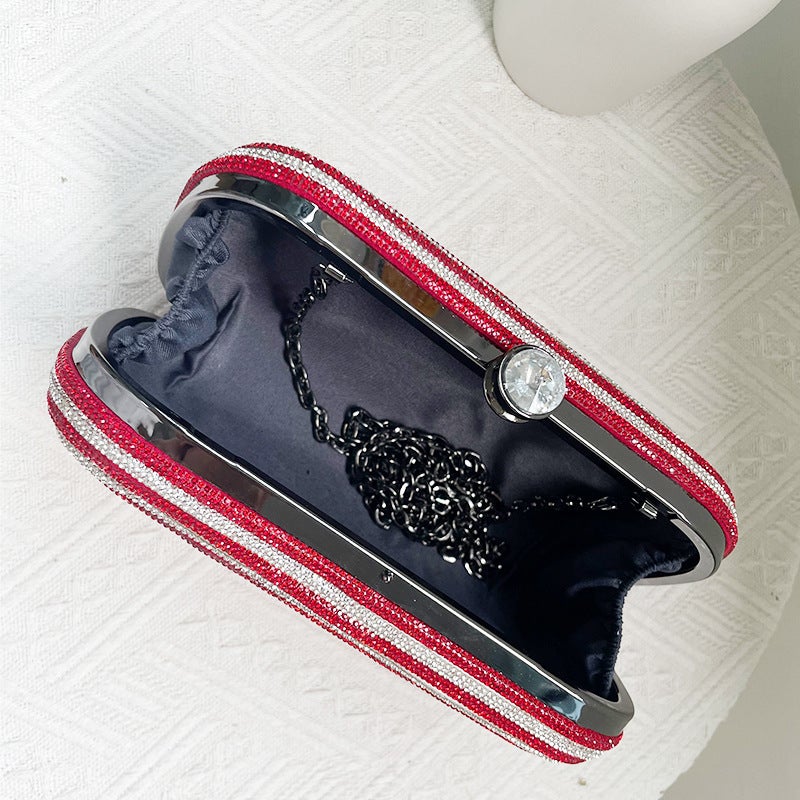 Sale Ins Color Contrast Rhinestone Small Square Bag Evening Bag Celebrity Party Bag Evening Dress Clutch - Image 5
