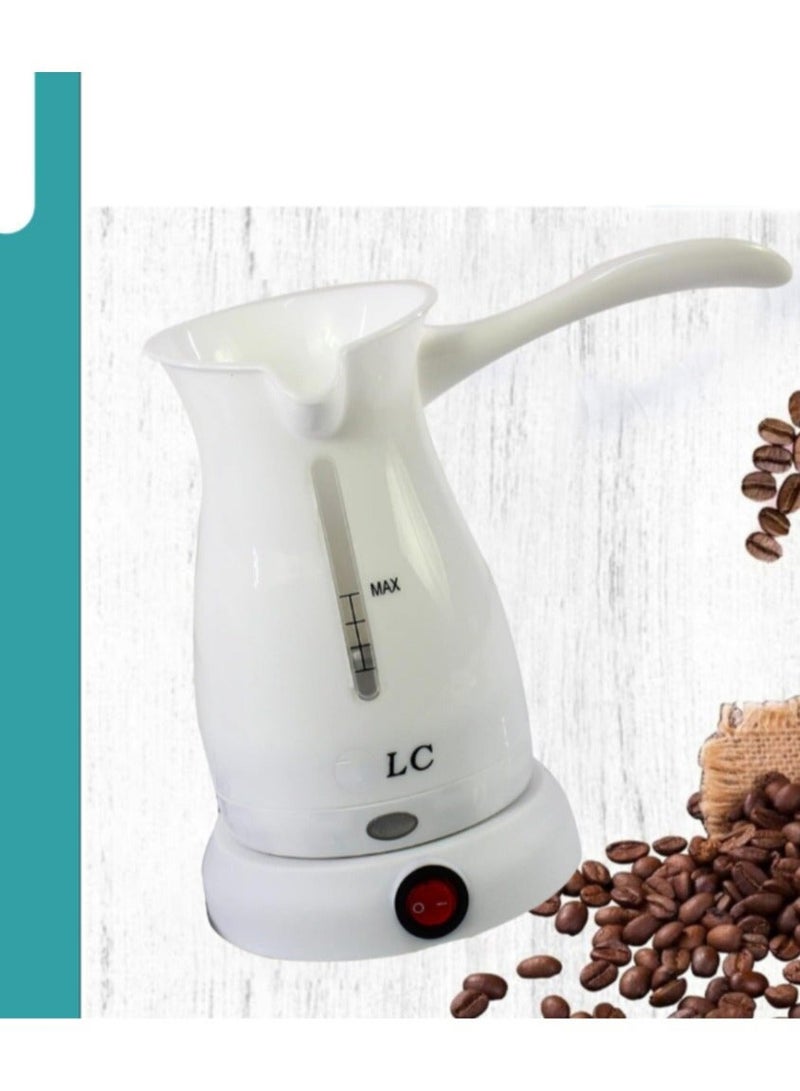 ال سي صانعة قهوة تركية كهربائية بمقبض طويل لون أبيض
