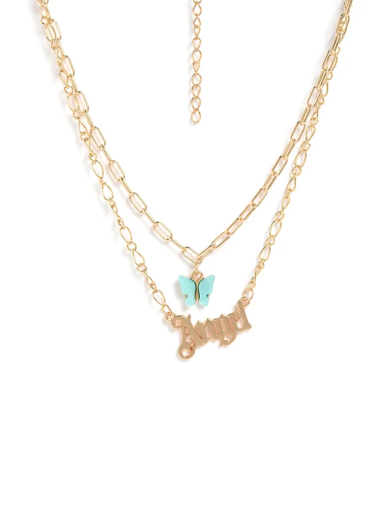 Sohi  Blue Contemporary Artificial Chain Necklace Jewellery for Women | Best Price UAE