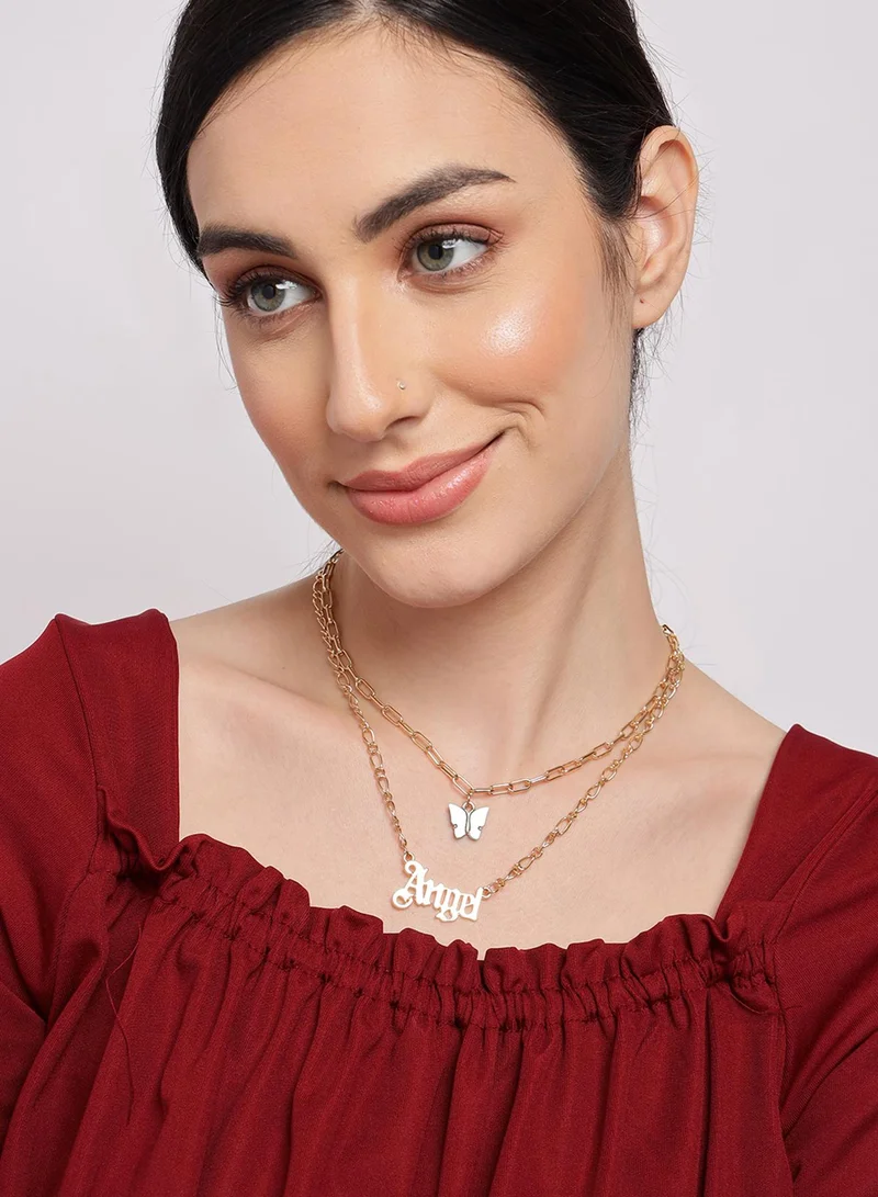 SOHI Blue Contemporary Artificial Chain Necklace Jewellery