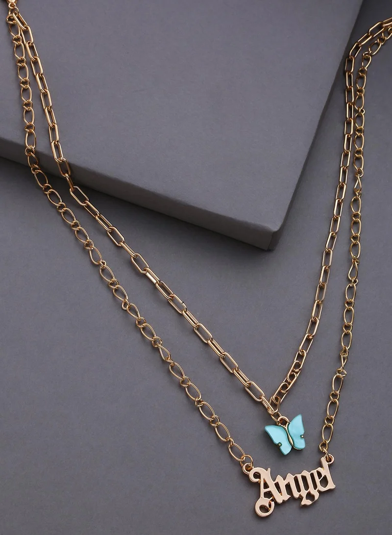 Sohi  Blue Contemporary Artificial Chain Necklace Jewellery for Women | Best Price UAE