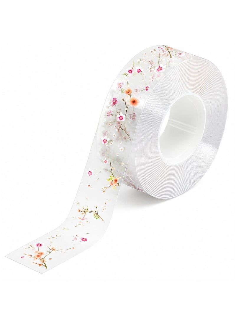 MOBM Transparent Floral Waterproof Sealing Tape 4.2CM x 3M for Kitchen Sink Bathroom Toilet Gap and Stove Edge - Image 1