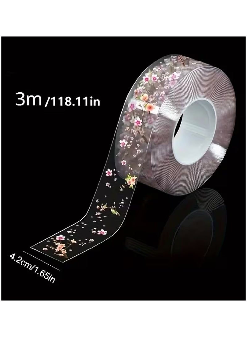 MOBM Transparent Floral Waterproof Sealing Tape 4.2CM x 3M for Kitchen Sink Bathroom Toilet Gap and Stove Edge - Image 2