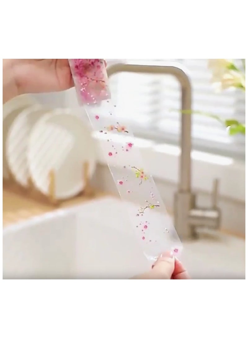 MOBM Transparent Floral Waterproof Sealing Tape 4.2CM x 3M for Kitchen Sink Bathroom Toilet Gap and Stove Edge - Image 5