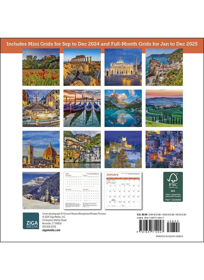 Ziga Media Italy Mini Wall Calendar 2025, 7" X 7"  - Image 4