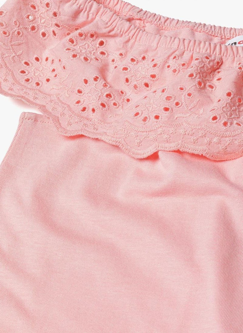 MINOTI Girls Off-Shoulder Top with Embroidered Ruffle - Image 4