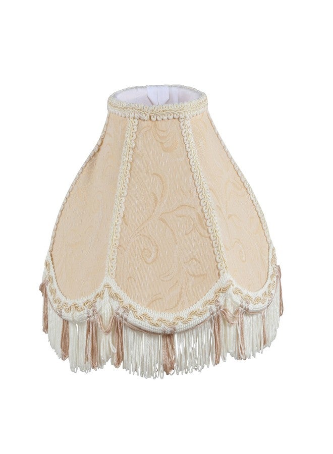 Aspen Creative 55006 Handsewn Scallop Dome Transitional UNO Fringe Lamp Shade in Pharpayre Gold, 4" Top x 10" Bottom x 7" Height, Slip UNO 33mm - Image 1