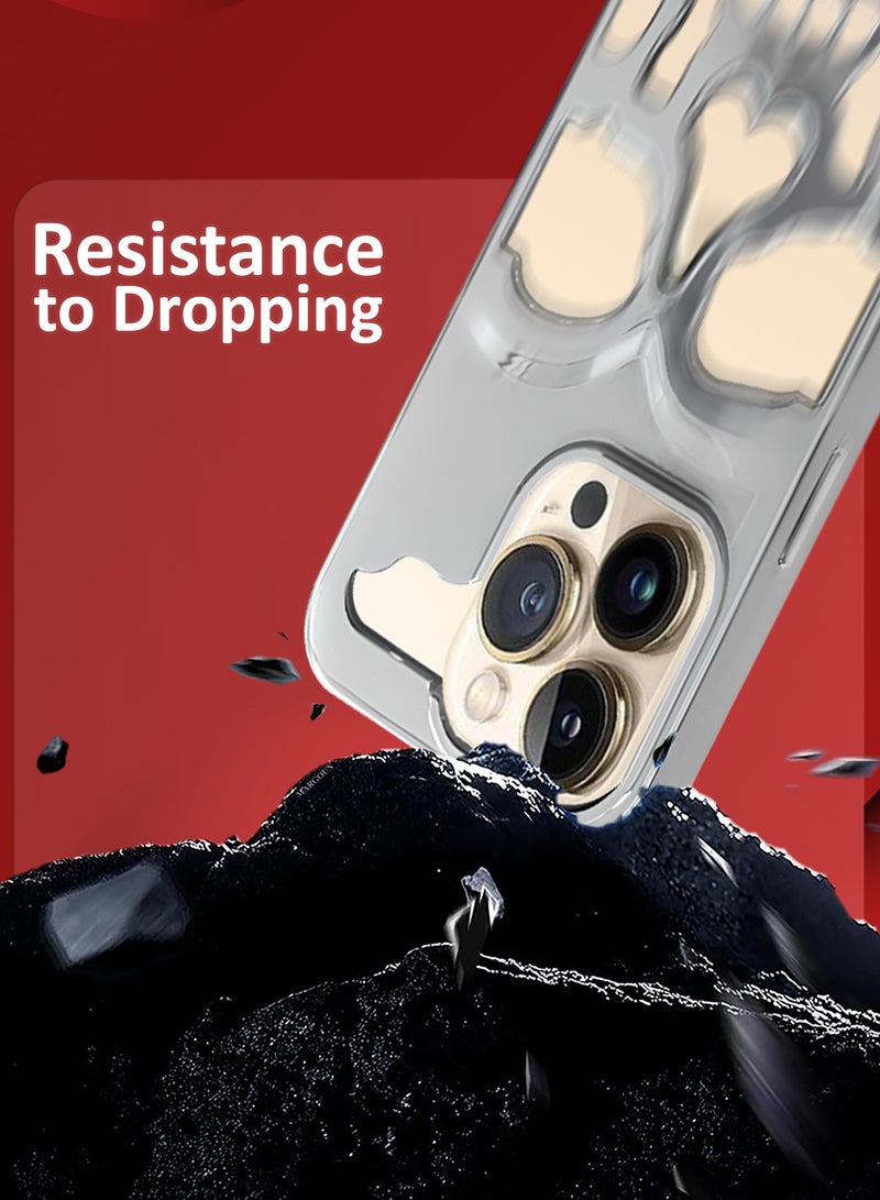 CATANES iPhone 13 Pro Max Case Cover Soft TPU and Glossy with Skull Design - Silver - Image 3