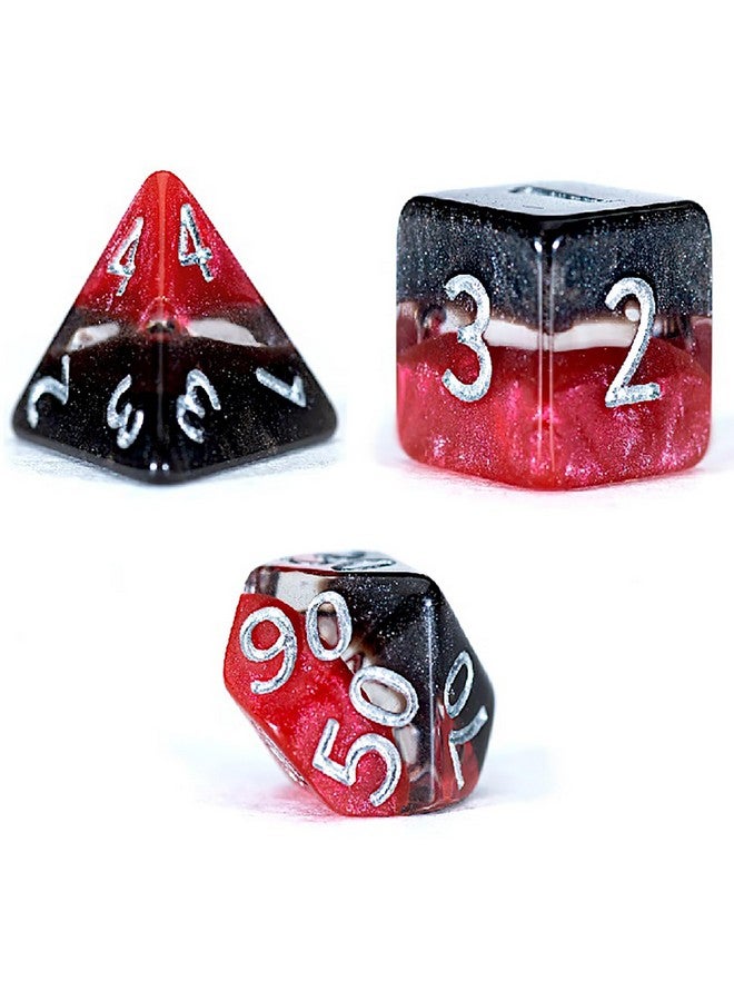 Gate Keeper Games & Dice: Mighty Tiny Dice: Lava Rocks - 7 pc - RPG Dice Set, Black-Clear-Red, 3-Layer Supernova Style,12mm Resin Dice - Image 3