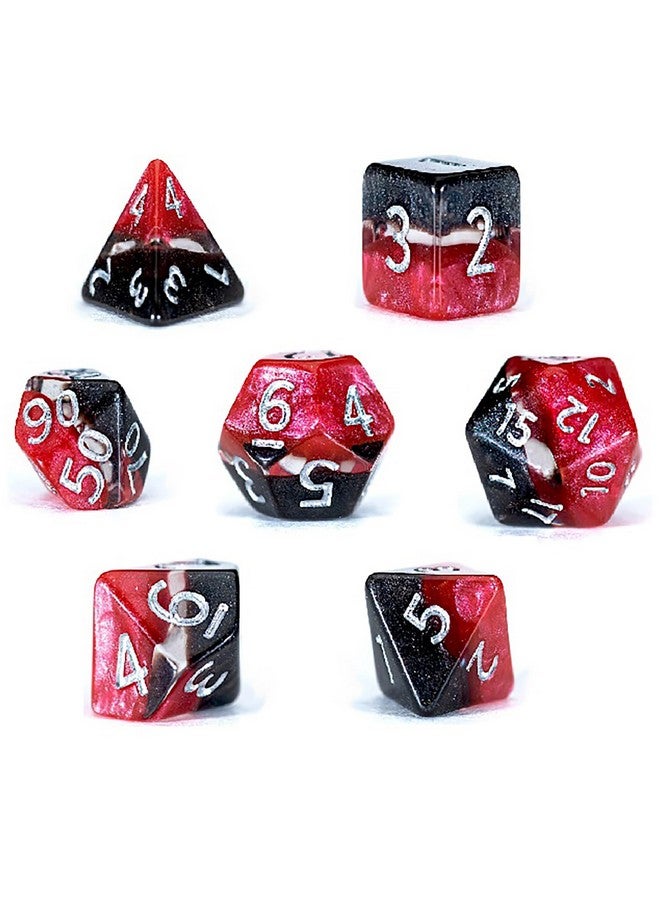 Gate Keeper Games & Dice: Mighty Tiny Dice: Lava Rocks - 7 pc - RPG Dice Set, Black-Clear-Red, 3-Layer Supernova Style,12mm Resin Dice - Image 1