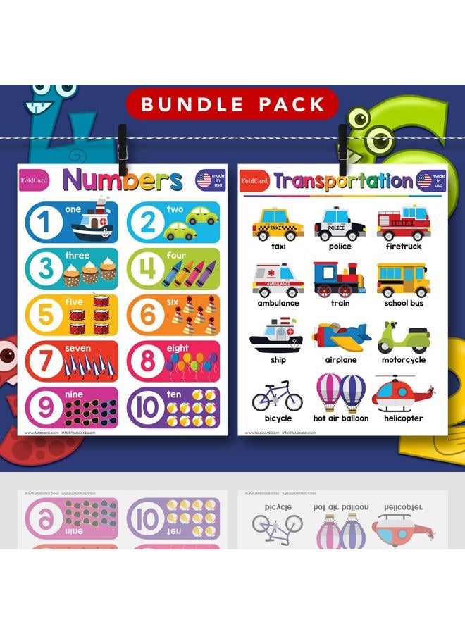 FoldCard Beginner Bundle – 7 Educational Posters for Kids – Classroom and Homeschool Learning Chart Decorations and School Supplies Materials, Preschool to Grade 3 | Durable, Glossy Cardstock | 8.5" x 11" - Image 2