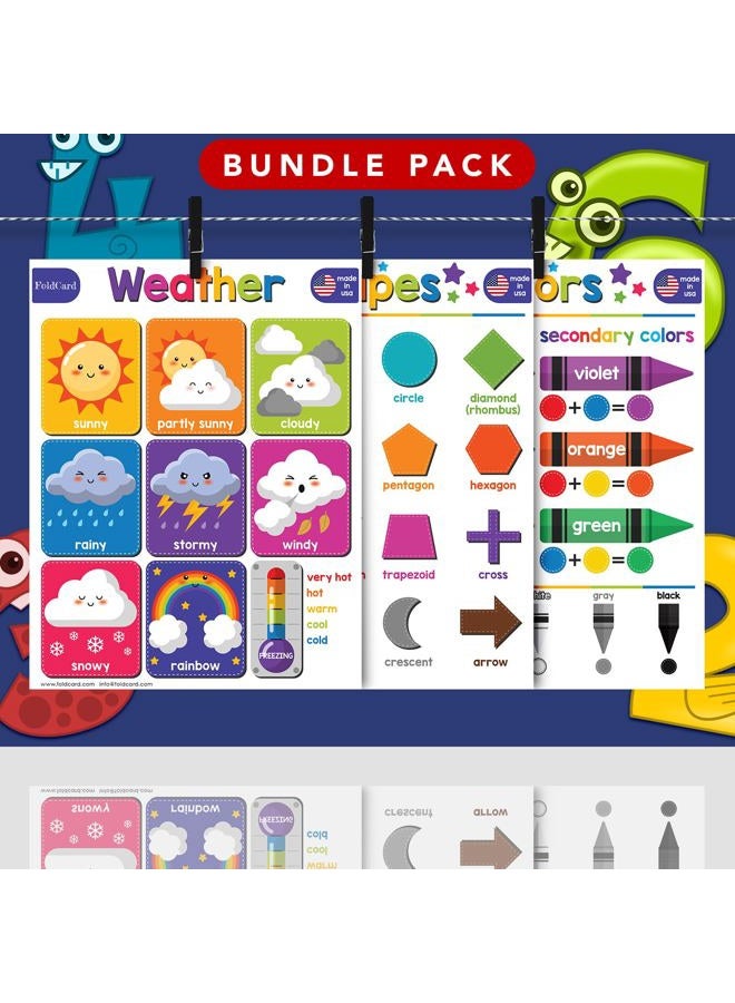 FoldCard Beginner Bundle – 7 Educational Posters for Kids – Classroom and Homeschool Learning Chart Decorations and School Supplies Materials, Preschool to Grade 3 | Durable, Glossy Cardstock | 8.5" x 11" - Image 4