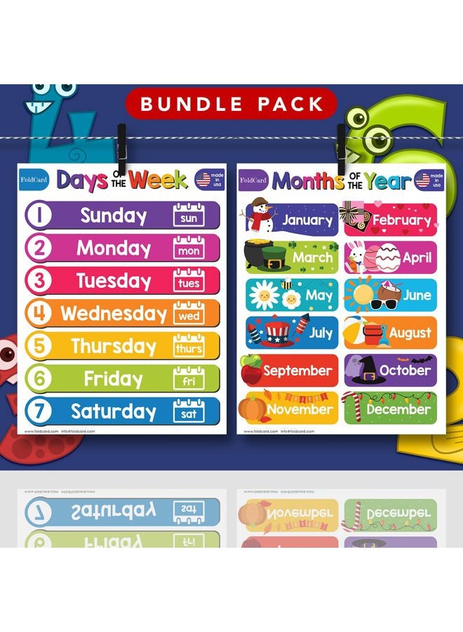 FoldCard Beginner Bundle – 7 Educational Posters for Kids – Classroom and Homeschool Learning Chart Decorations and School Supplies Materials, Preschool to Grade 3 | Durable, Glossy Cardstock | 8.5" x 11" - Image 3