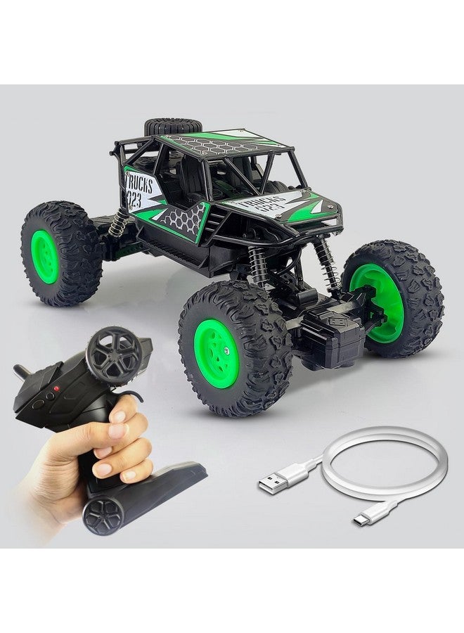 NHR 2.4 Ghz Remote Control Plastic Racing Car, 1:18 Rock Crawler 4 Wheel Drive Remote Control Rock Climber High Speed Monster Car 4+ Years Red (Green) - Image 1
