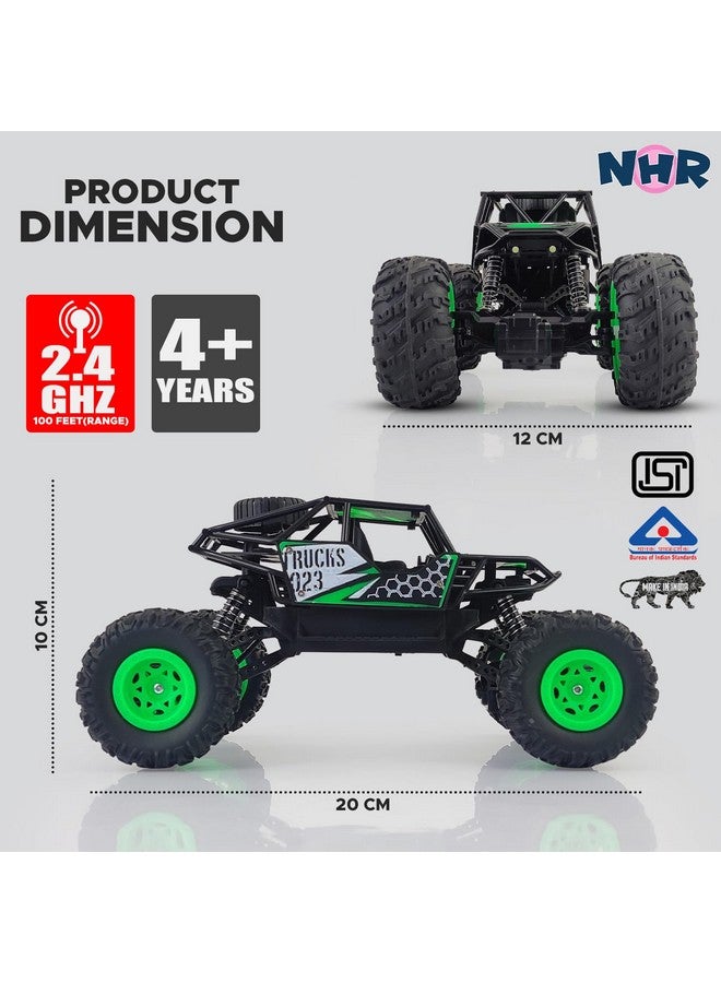 NHR 2.4 Ghz Remote Control Plastic Racing Car, 1:18 Rock Crawler 4 Wheel Drive Remote Control Rock Climber High Speed Monster Car 4+ Years Red (Green) - Image 3
