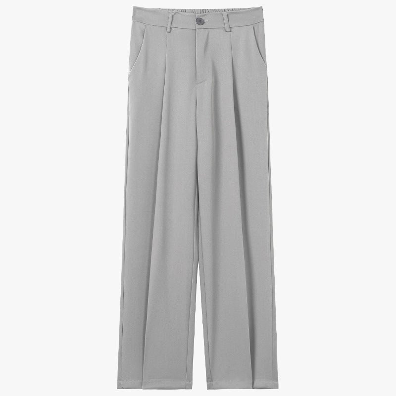 Men'S Summer Ice Silk Drape Versatile Suit Pants Trendy Wide-Leg Casual Pants Solid Color Simple Straight Suit Pants - Image 1