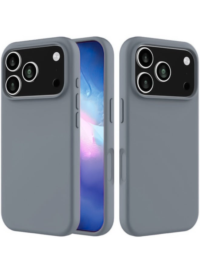 Compatible with iPhone 17 Pro Max Case Slim Liquid Silicone 4 Layers Soft Gel Rubber Shockproof Protective Phone Case with Anti Scratch Microfiber Lining (Grey)