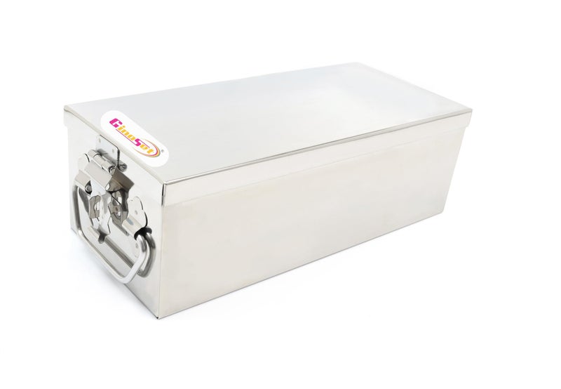 GinoSet® Stainless Steel Locker Boxes,Cheque book Box, Jewelry Boxes, Cash Box,Bank Locker Box, Peti Size - 12 Inch Cash Box (12" Long (Large) - 12" x 5" x 4") - Image 1