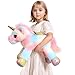 FFxiong 24 Inch Color Big Unicorn Stuffed Animal Plush Toy Pillow Cute Soft Giant Unicorn with Rainbow Wings Large Doll Gift for Children Girl Boy Kids Birthday Valentine Christmas - Image 2