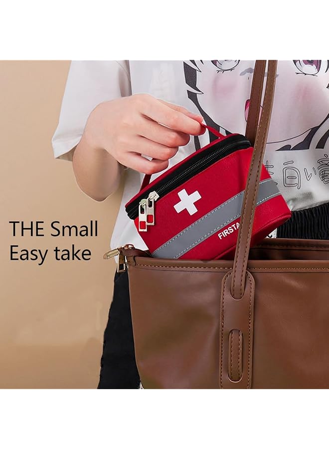 X spring First Aid Kit Bags 2 Pieces Medical Medicine Bags First Aid Bag Portable Empty Medicine Bags Kit Mini Empty Medical Storage Bag Travel Medicine Bag for Outdoor Camping Work and Holiday - Image 3