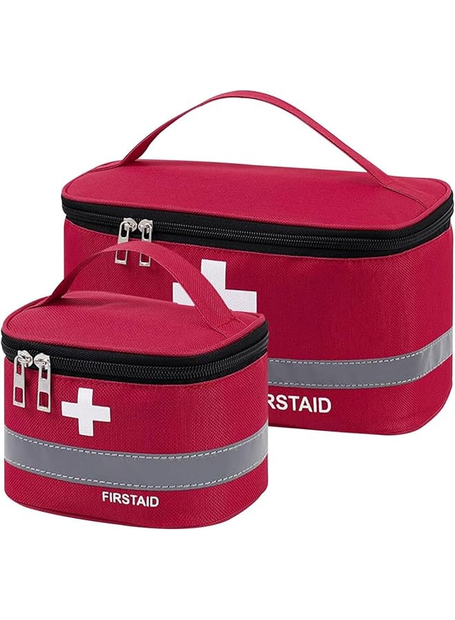 X spring First Aid Kit Bags 2 Pieces Medical Medicine Bags First Aid Bag Portable Empty Medicine Bags Kit Mini Empty Medical Storage Bag Travel Medicine Bag for Outdoor Camping Work and Holiday - Image 1