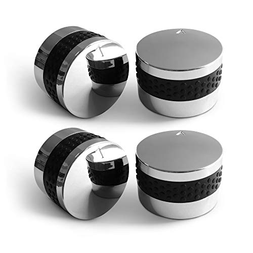 Unicook Grill Control Knob 4 Pack, Gas Burner Replacement, Chrome Plated Plastic with Nonslip Grip, Fits BBQ Gas Grills with D Shaped Valve Stem, Including 4 Knobs and 12 Adaptors - Image 1